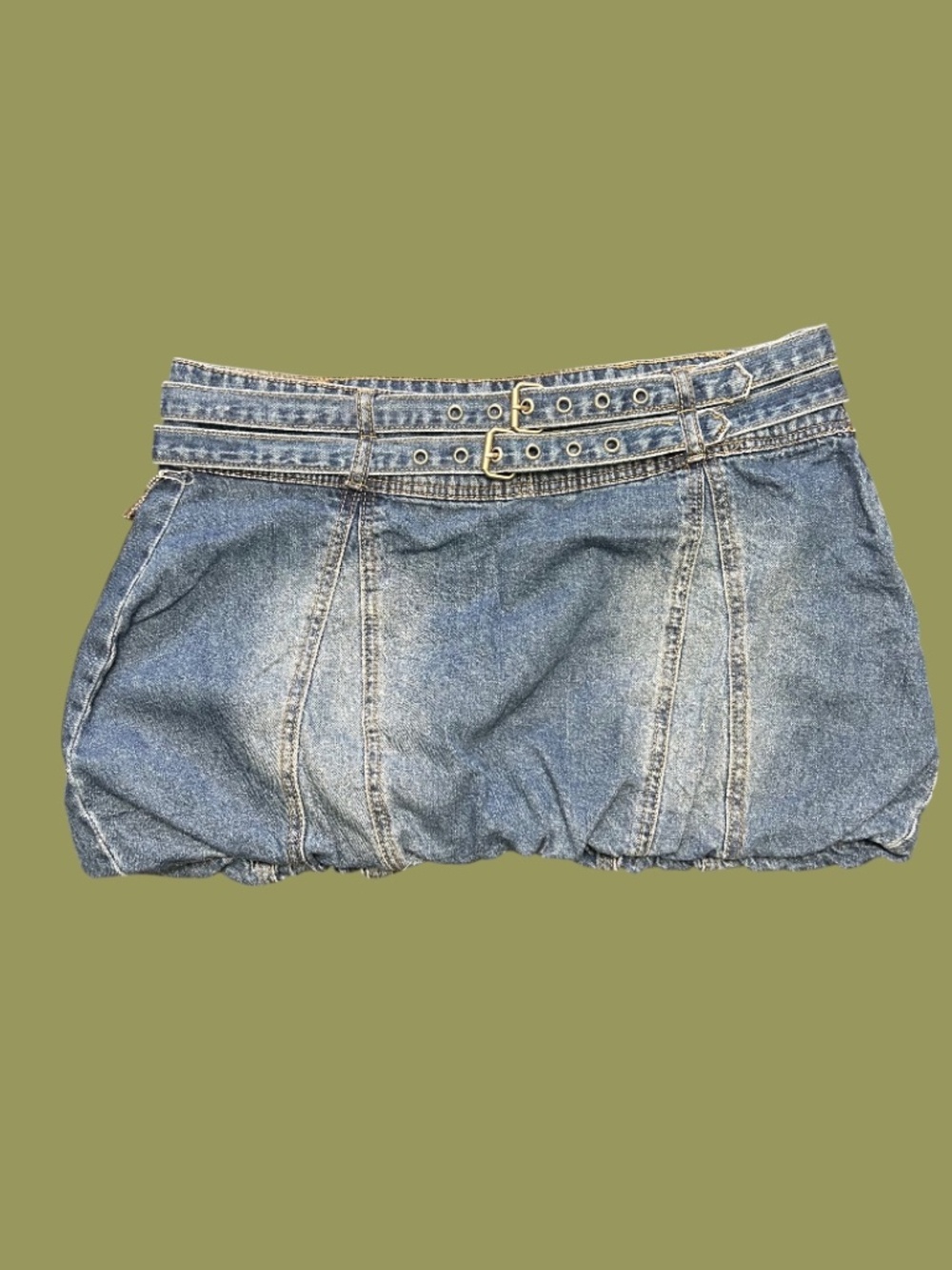 NWT. PTCL Ethikal Brand Bubble Hem Denim Mini Skirt